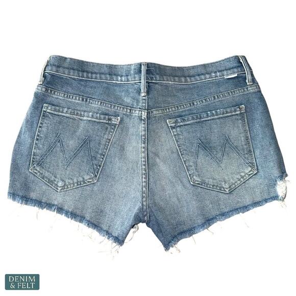 Mother The Skipper Frayed Raw Hem Denim Shorts Leap At The Chance Blue 30 - Picture 9 of 16